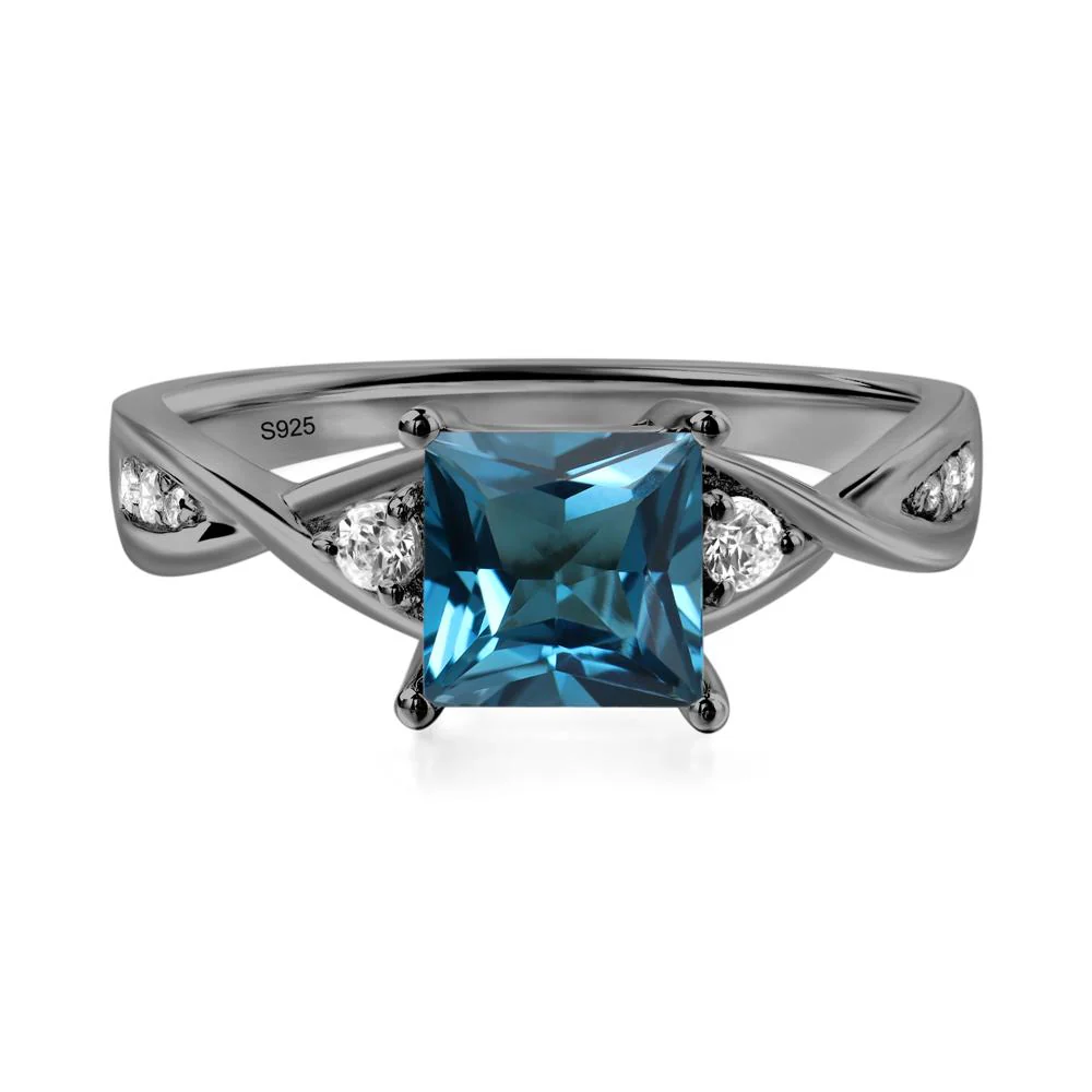 Princess Cut London Blue Topaz Engagement Ring - Image 2