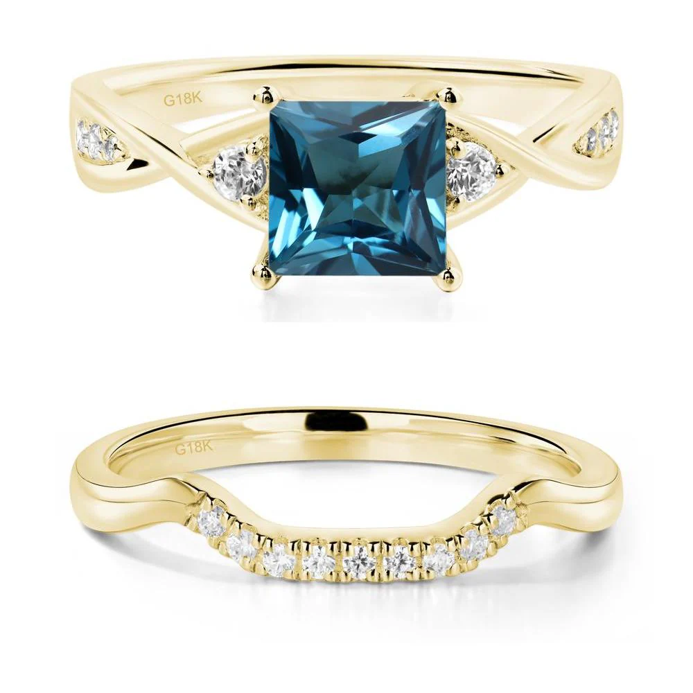 Princess Cut London Blue Topaz Engagement Ring - Image 21