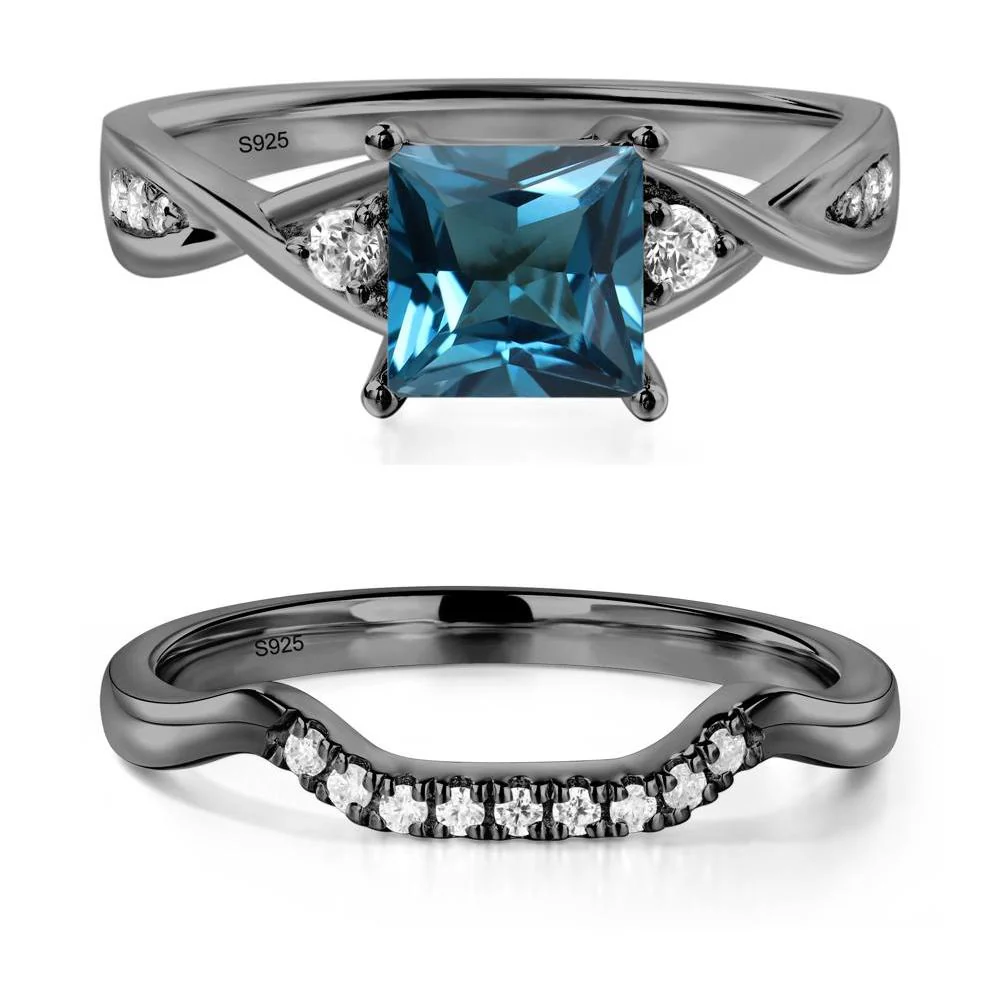 Princess Cut London Blue Topaz Engagement Ring - Image 23