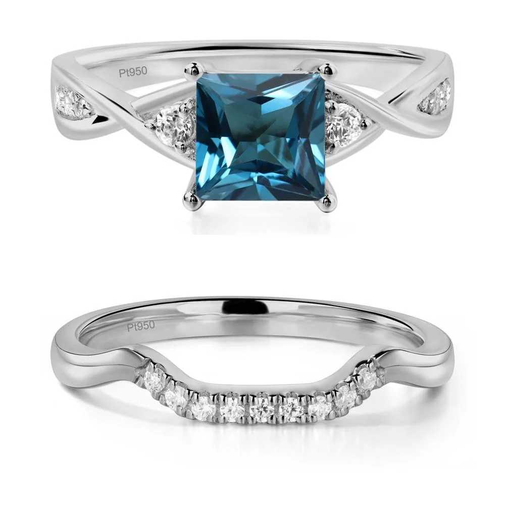 Princess Cut London Blue Topaz Engagement Ring - Image 25