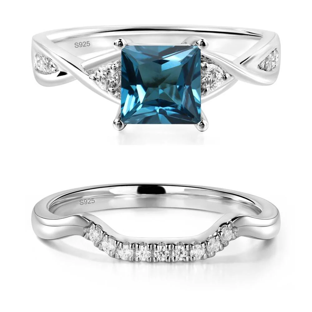 Princess Cut London Blue Topaz Engagement Ring - Image 27