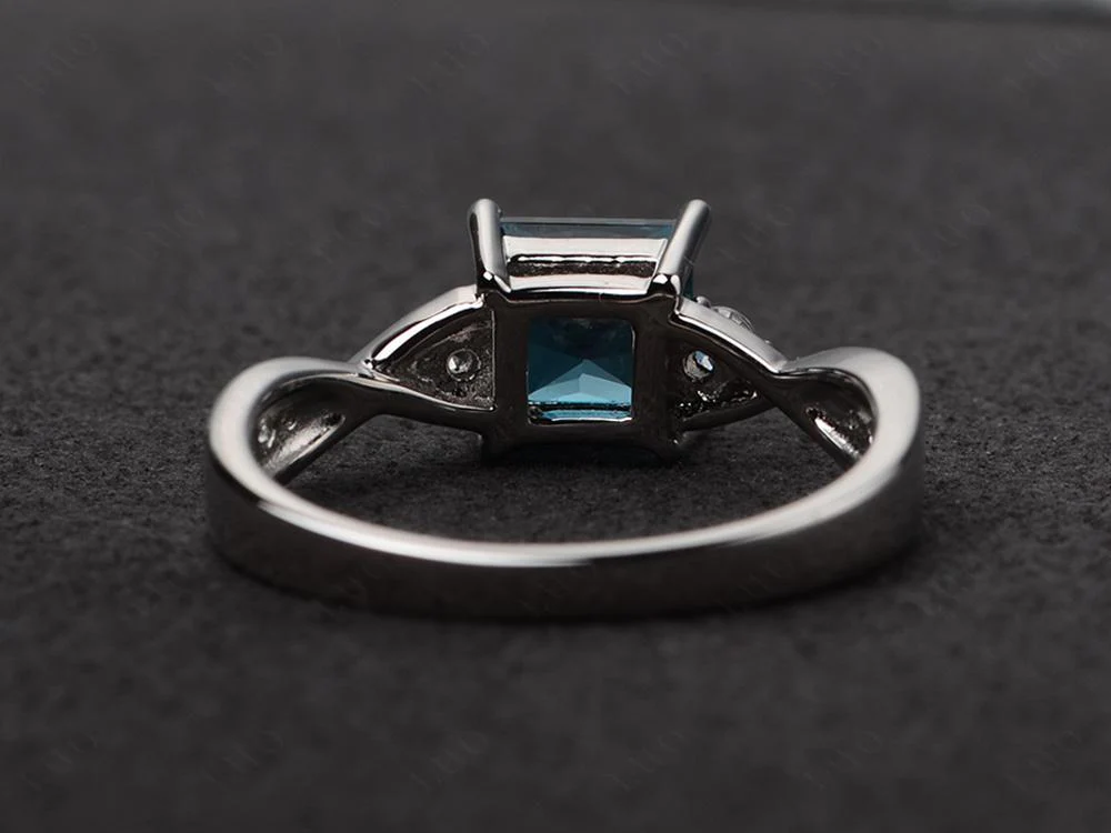 Princess Cut London Blue Topaz Engagement Ring - Image 31
