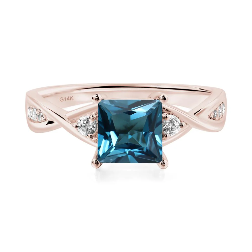 Princess Cut London Blue Topaz Engagement Ring - Image 5