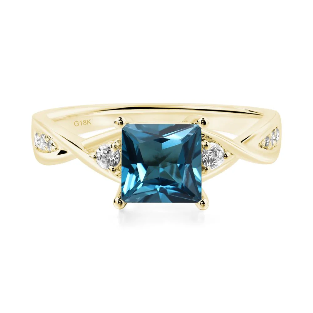Princess Cut London Blue Topaz Engagement Ring - Image 7