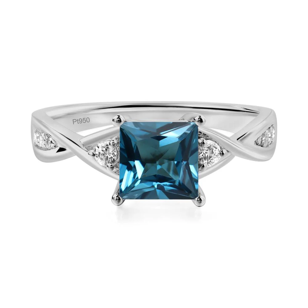 Princess Cut London Blue Topaz Engagement Ring - Image 9