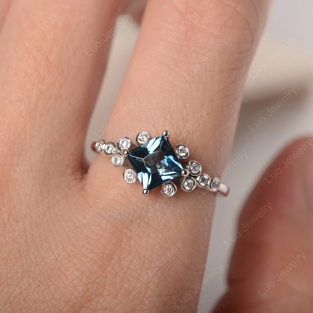 London Blue Topaz Stardust Engagement Ring - Image 5