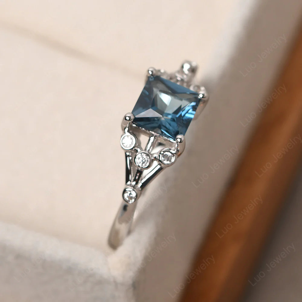 Princess Cut London Blue Topaz Constellation Ring - Image 5