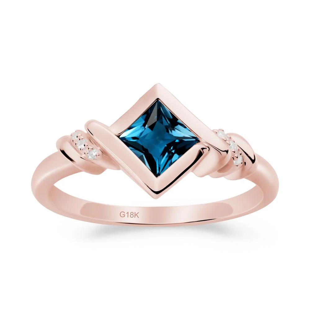 Princess Cut London Blue Topaz Statement Ring - Image 5