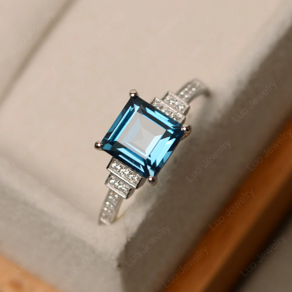 London Blue Topaz Elegant Engagement Ring - Image 2