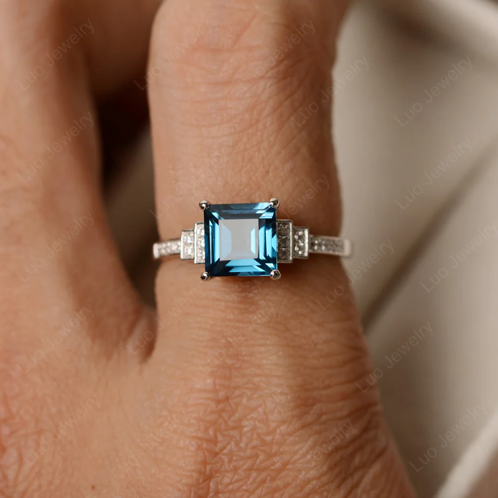 London Blue Topaz Elegant Engagement Ring - Image 3