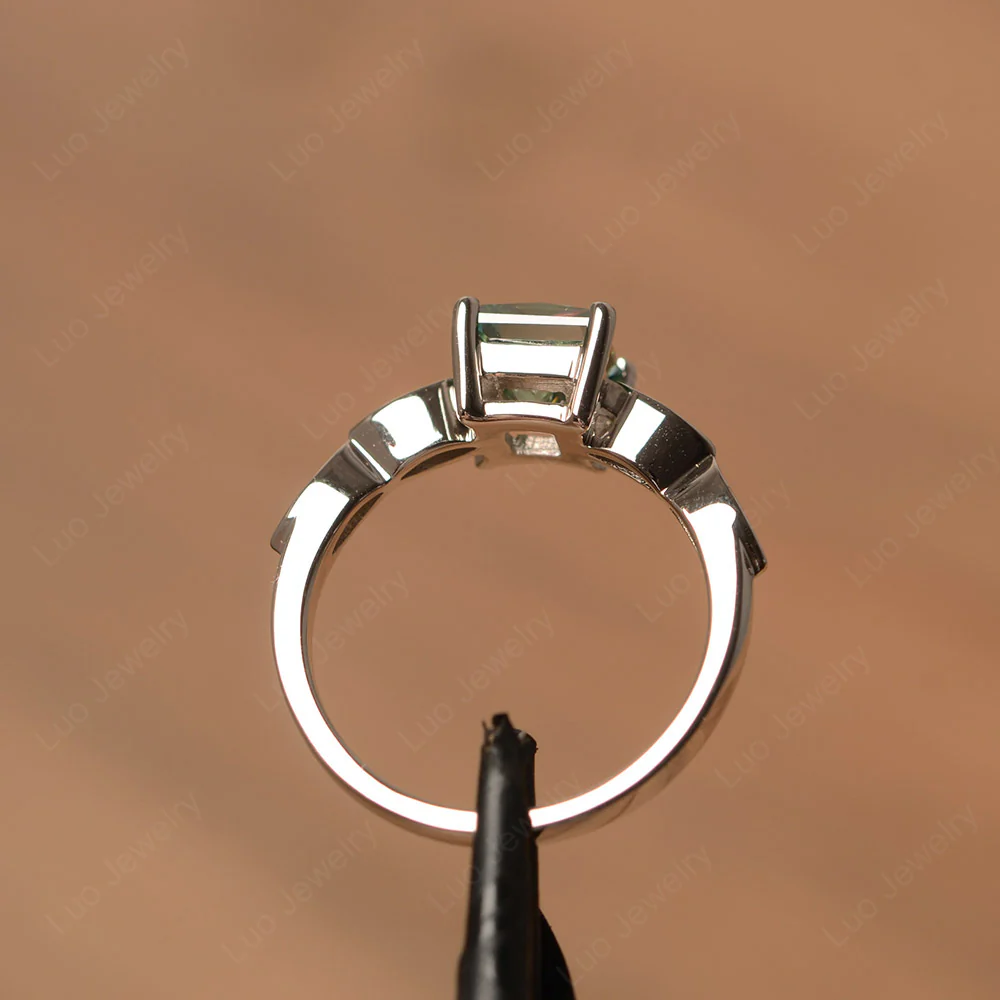 Princess Cut Green Moissanite Ring - Image 4