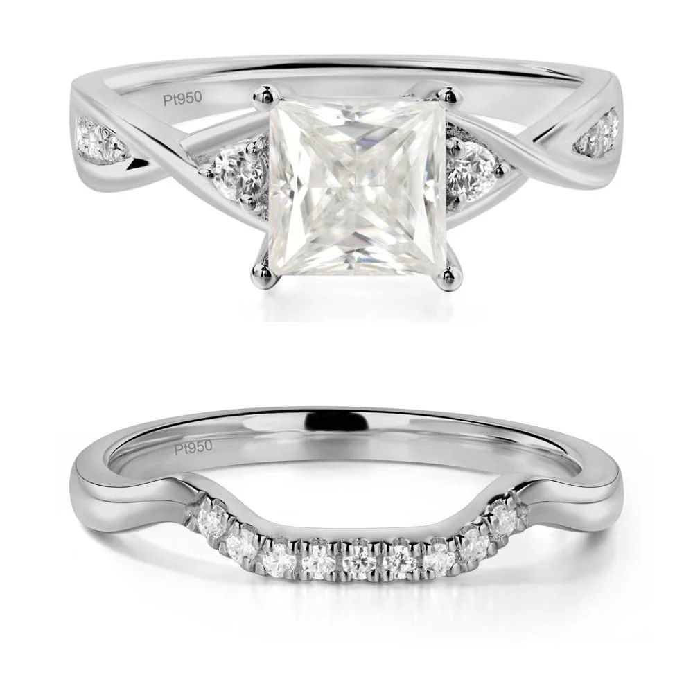Princess Cut Moissanite Twist Ring - Image 25