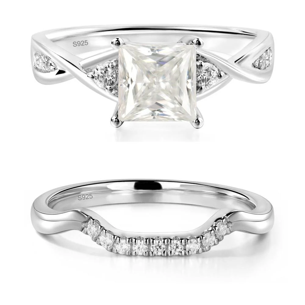 Princess Cut Moissanite Twist Ring - Image 27
