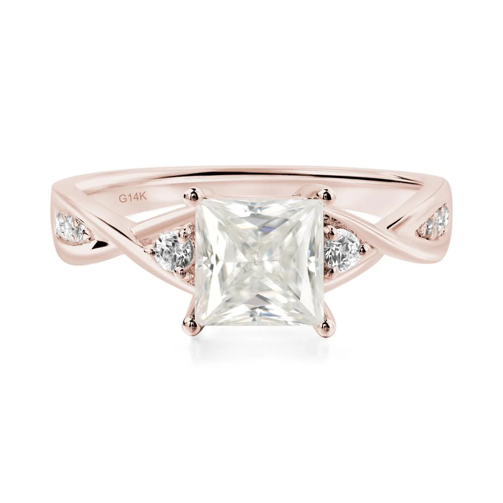 Princess Cut Moissanite Twist Ring - Image 5