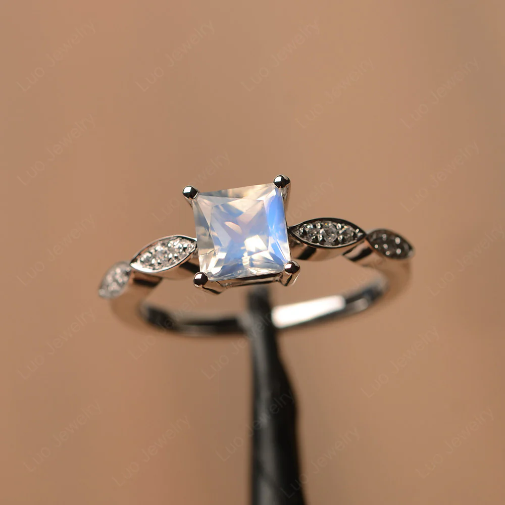 Princess Cut Moonstone Ring