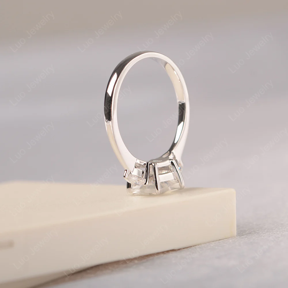 Princess Cut Moonstone Ring with Pear Side Stone - Image 4