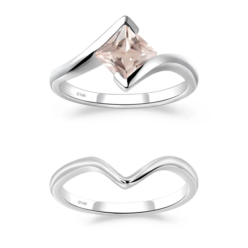 Princess Cut Morganite Bypass Ring - Image 13