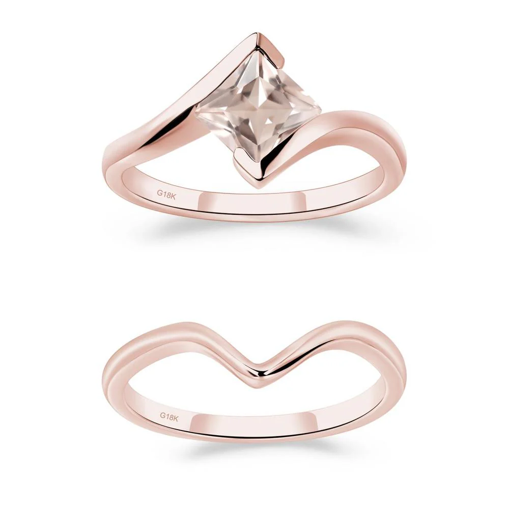 Princess Cut Morganite Bypass Ring - Image 17