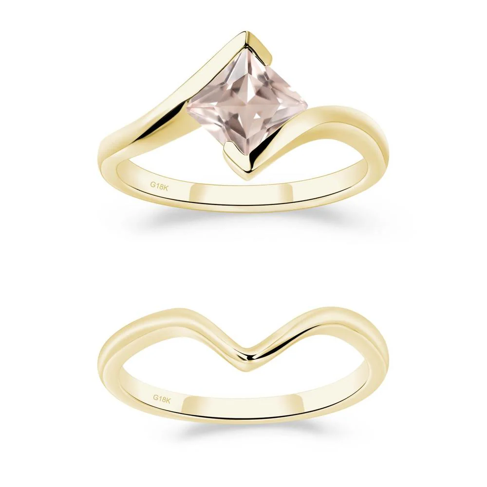 Princess Cut Morganite Bypass Ring - Image 21