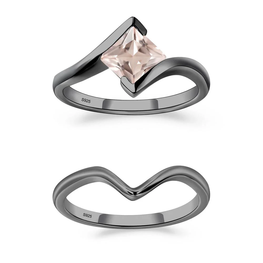 Princess Cut Morganite Bypass Ring - Image 23