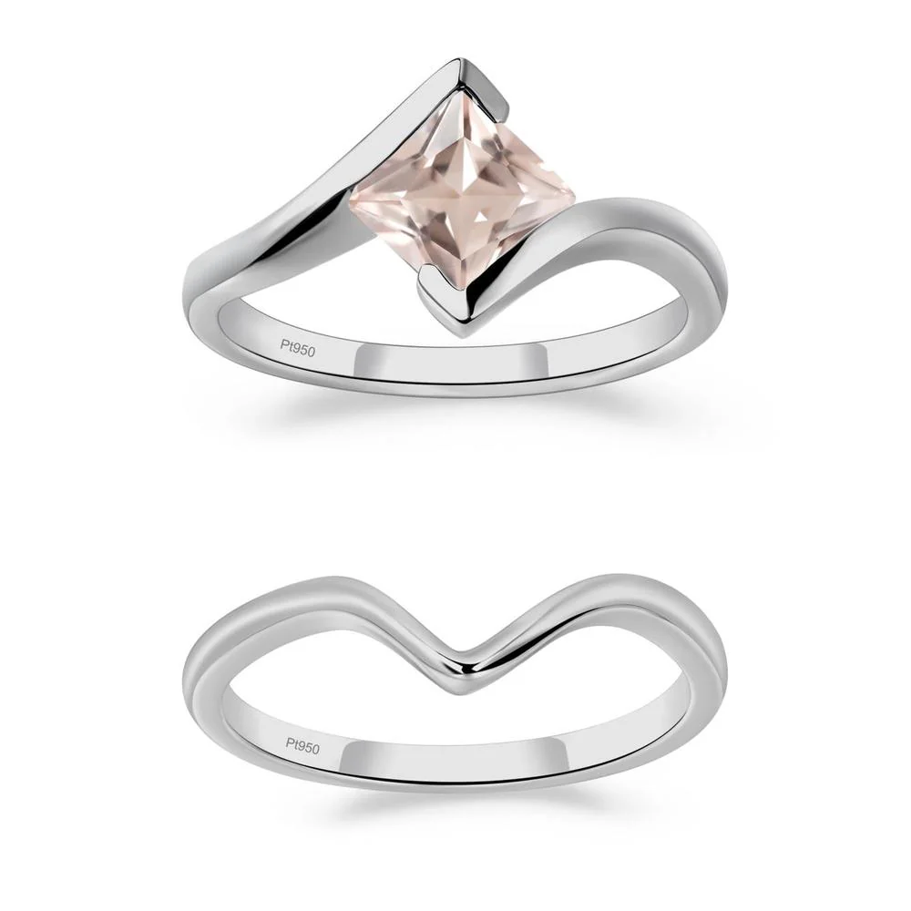 Princess Cut Morganite Bypass Ring - Image 25