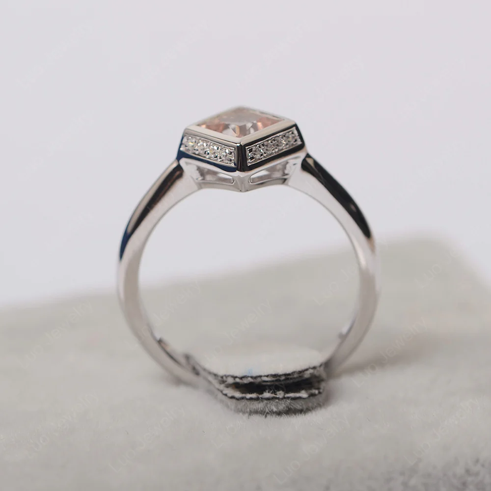 Morganite Bezel Halo Engagement Ring - Image 3