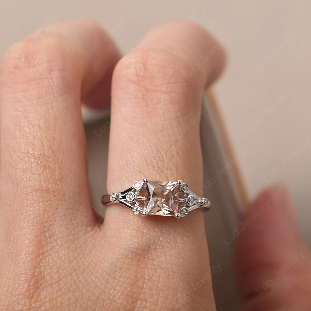Princess Cut Morganite Constellation Ring - Image 5
