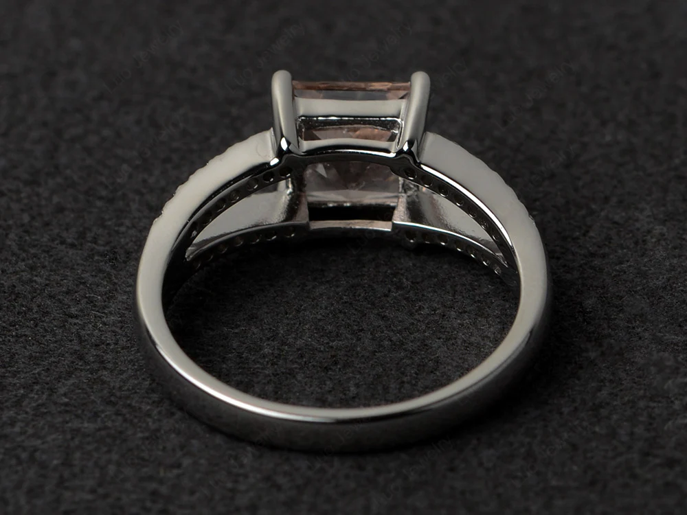 Princess Cut Morganite Split Shank Ring - Image 3