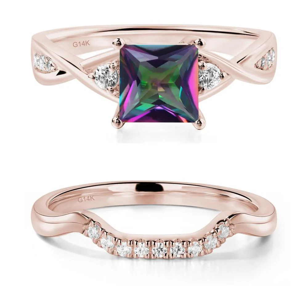 Mystic Topaz Princess Cut Twist Engagement Ring - Image 11