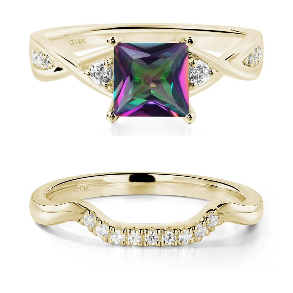 Mystic Topaz Princess Cut Twist Engagement Ring - Image 15