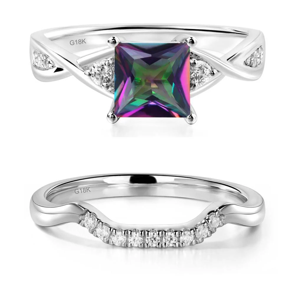 Mystic Topaz Princess Cut Twist Engagement Ring - Image 19