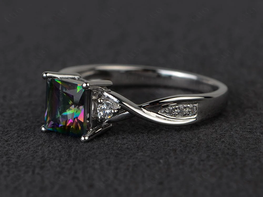 Mystic Topaz Princess Cut Twist Engagement Ring - Image 30