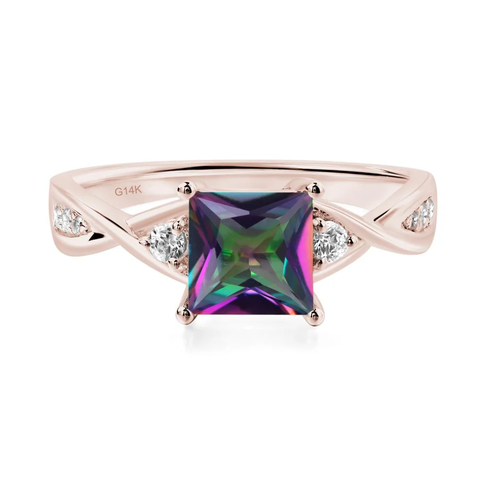Mystic Topaz Princess Cut Twist Engagement Ring - Image 5