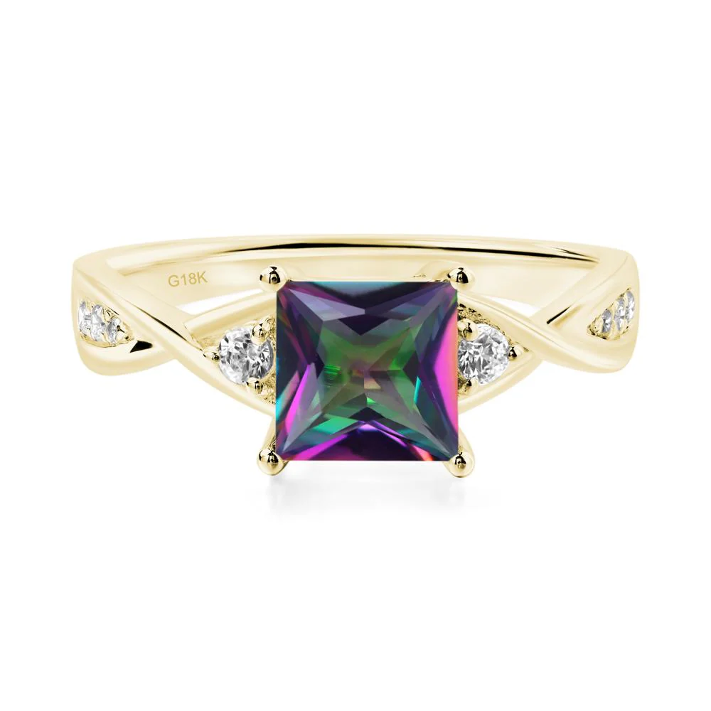 Mystic Topaz Princess Cut Twist Engagement Ring - Image 7