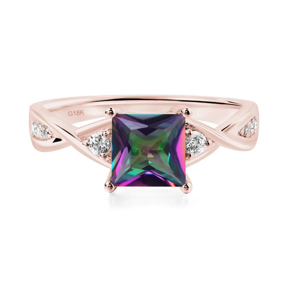 Mystic Topaz Princess Cut Twist Engagement Ring - Image 8