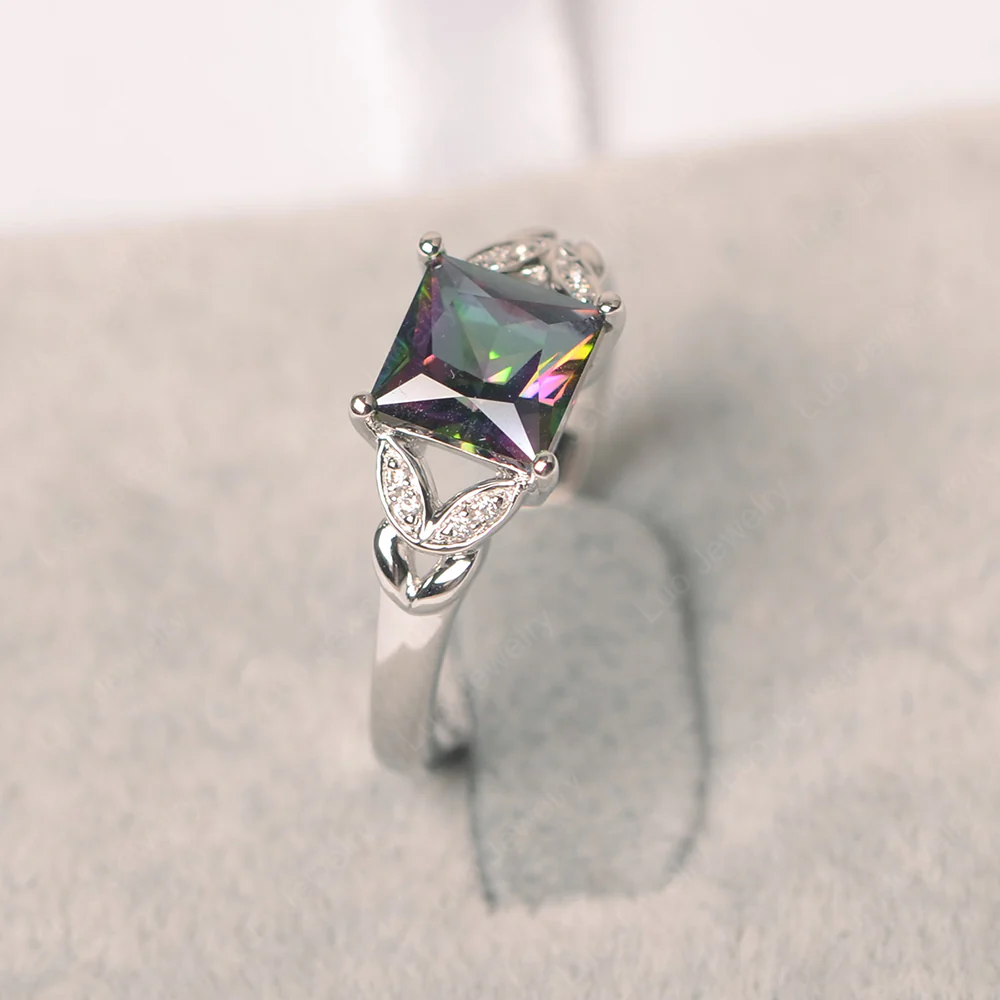 Princess Cut Mystic Topaz Leaf Ring - Image 2