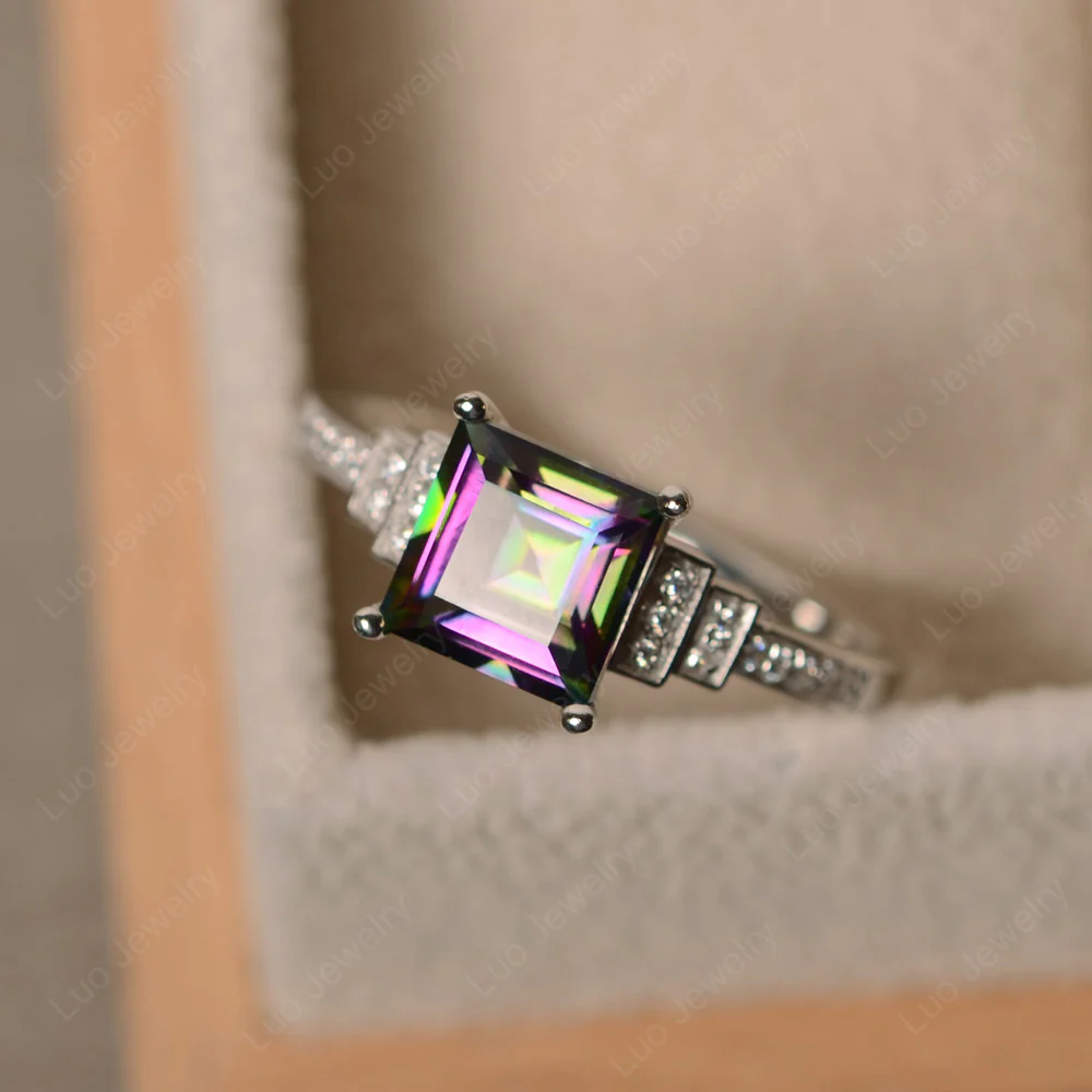 Mystic Topaz Elegant Engagement Ring