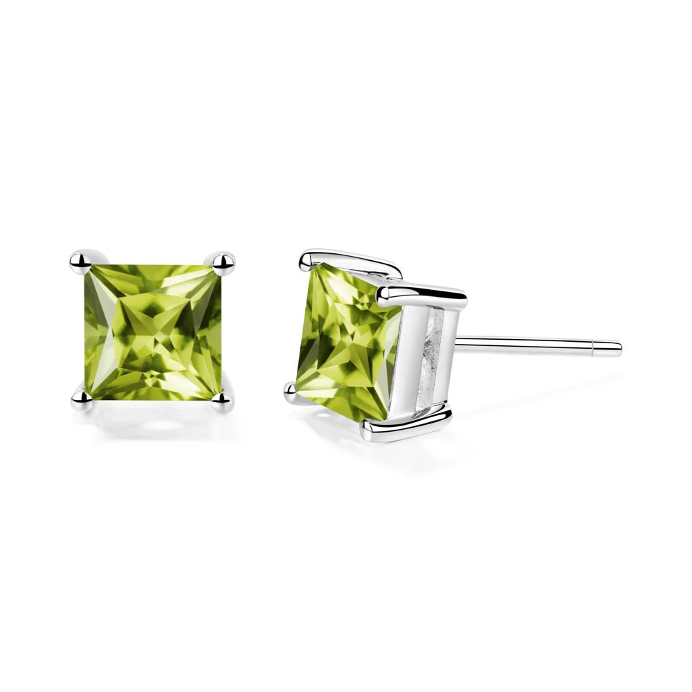 Princess Cut Peridot Earrings - Image 3