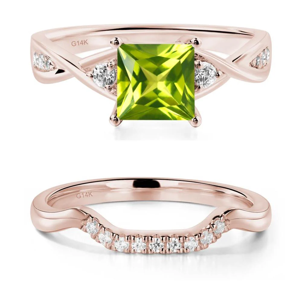 Princess Cut Peridot Twist Ring - Image 11