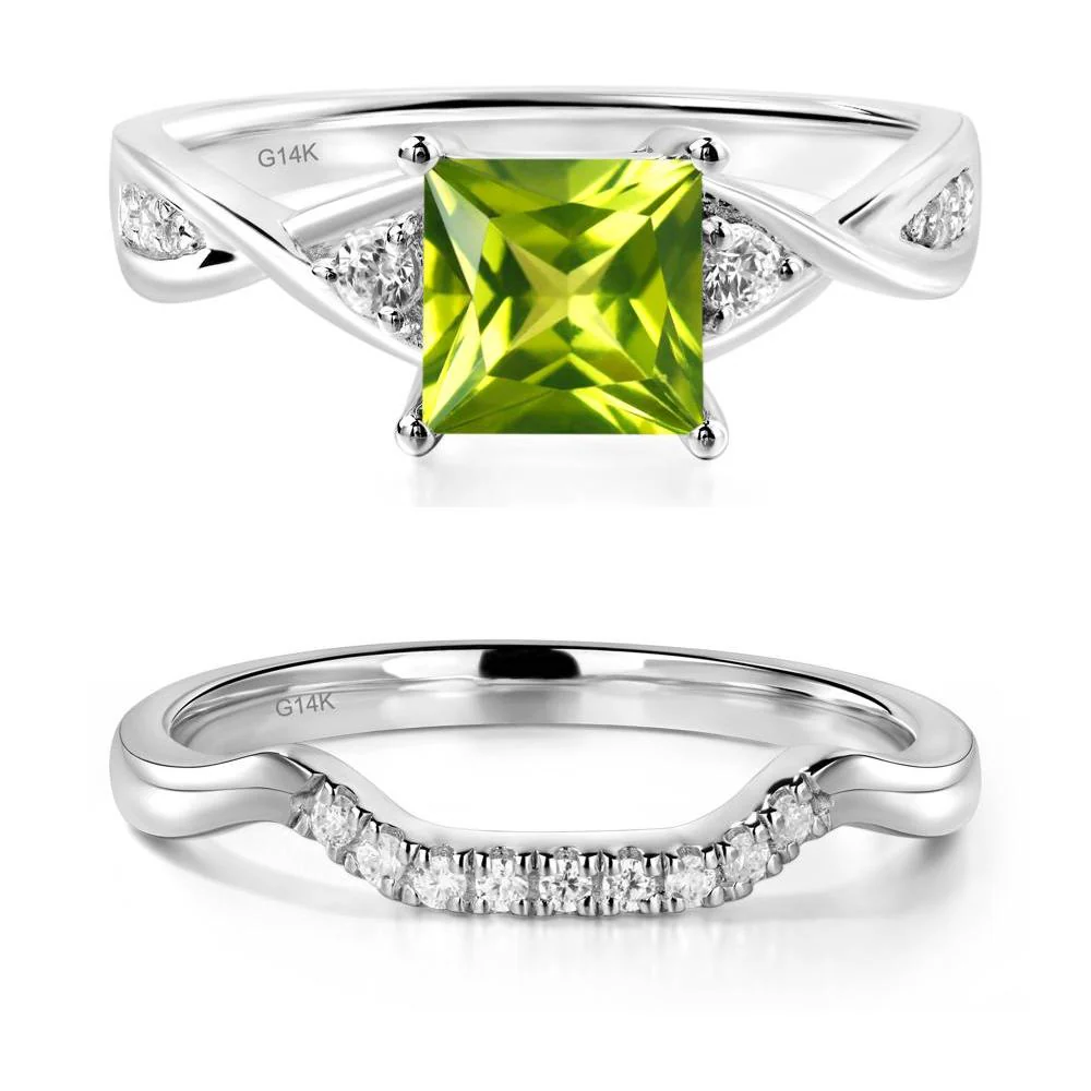 Princess Cut Peridot Twist Ring - Image 13