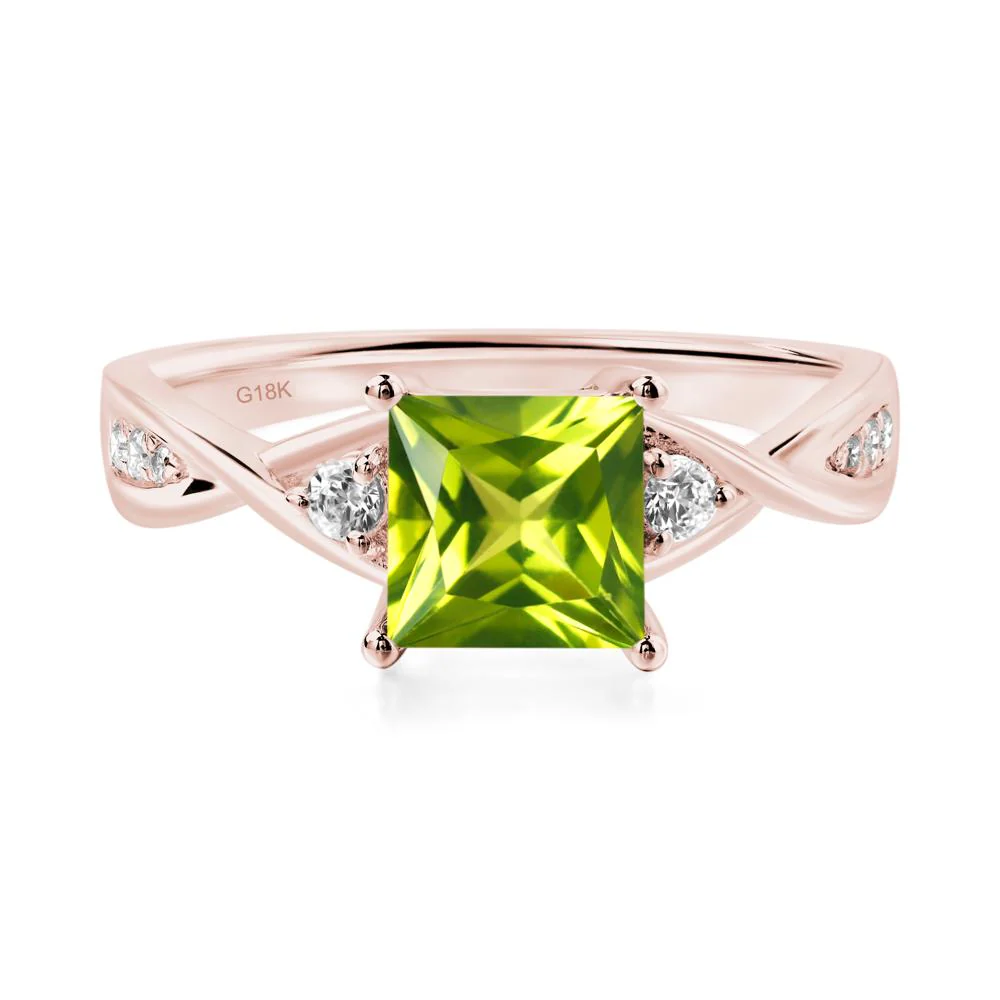 Princess Cut Peridot Twist Ring - Image 8