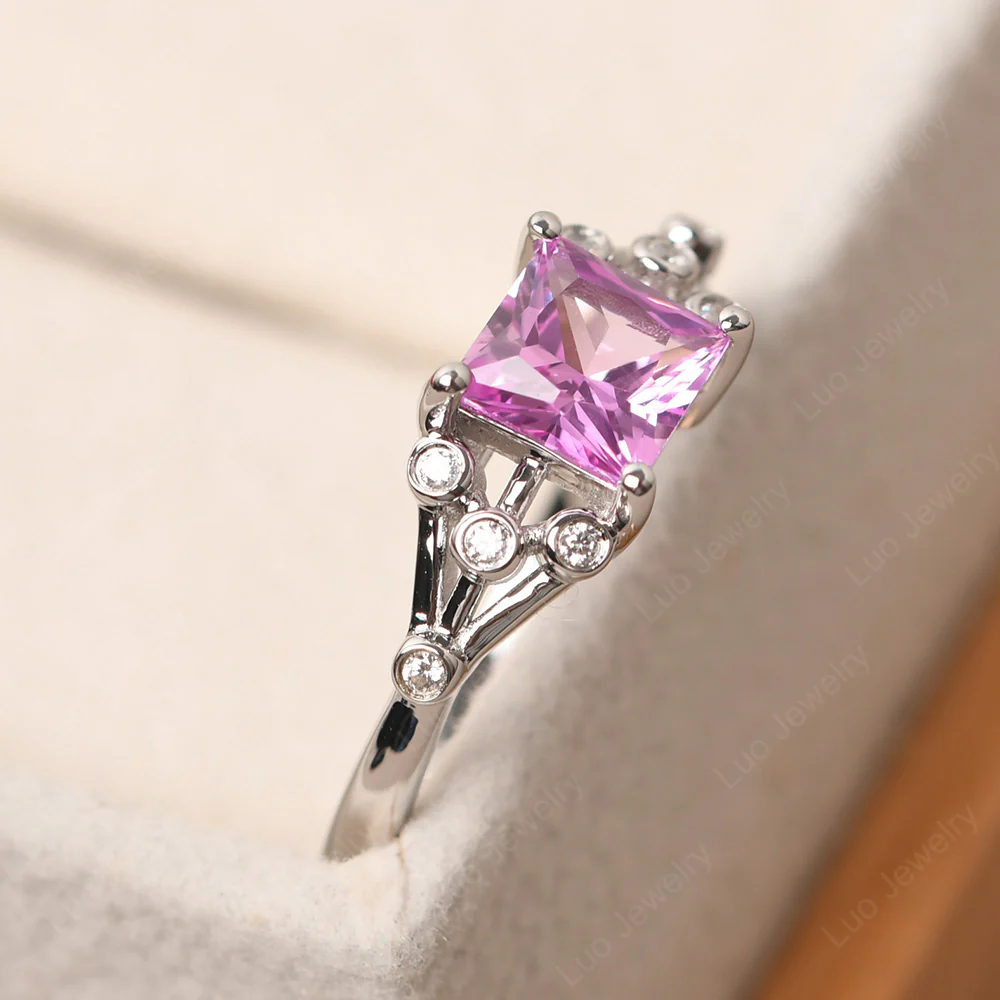 Princess Cut Pink Sapphire Constellation Ring - Image 2