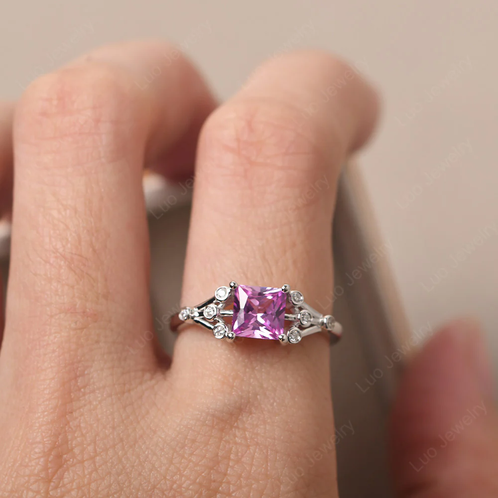 Princess Cut Pink Sapphire Constellation Ring - Image 5