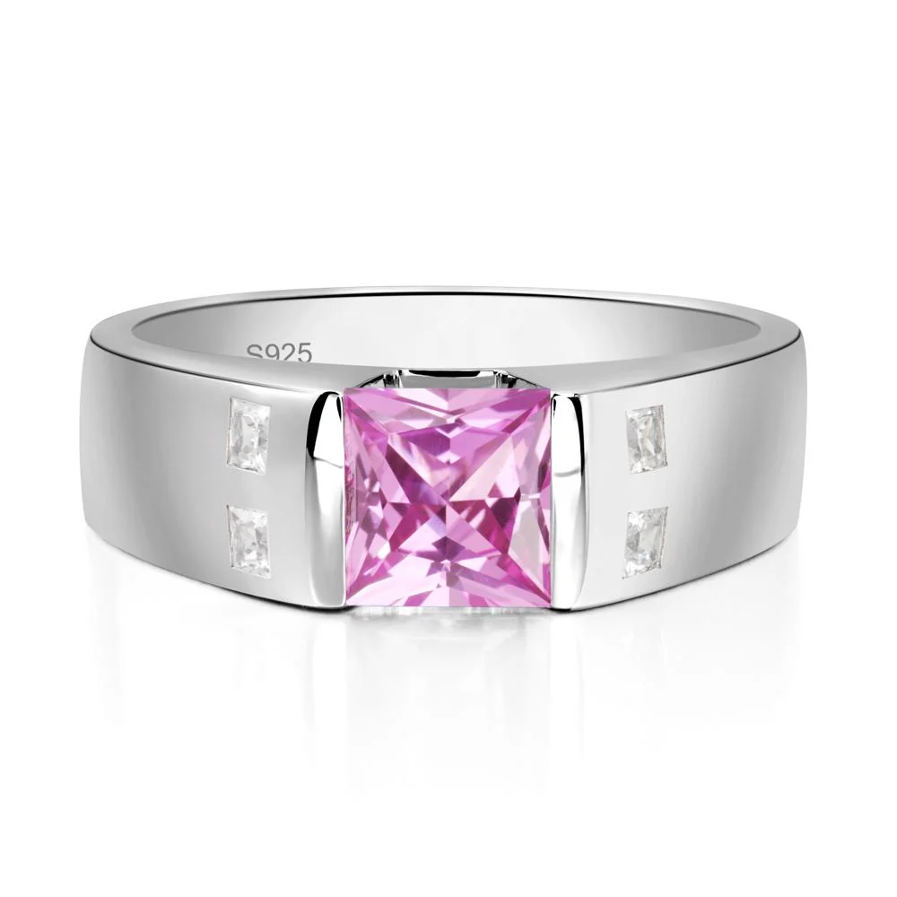 Pink Sapphire Band Ring for Men - Image 2
