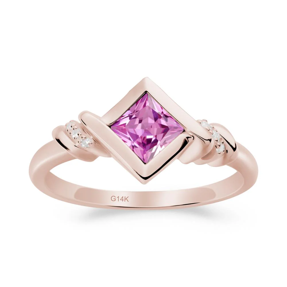 Princess Cut Pink Sapphire Statement Ring - Image 2