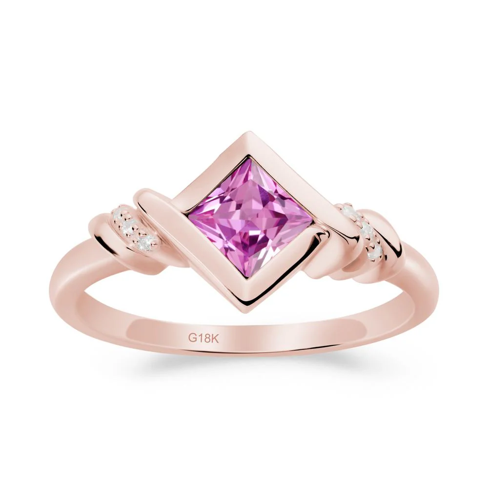 Princess Cut Pink Sapphire Statement Ring - Image 9