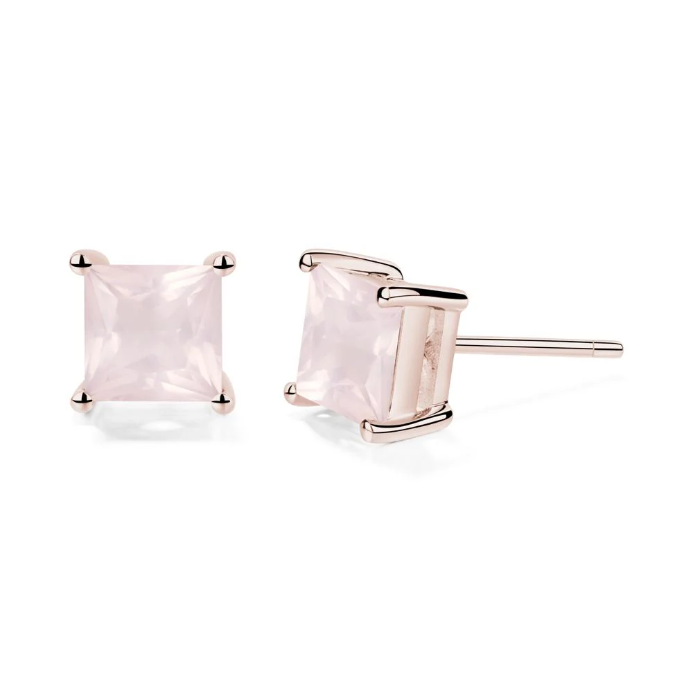Princess Cut Rose Quartz Earrings - Image 3