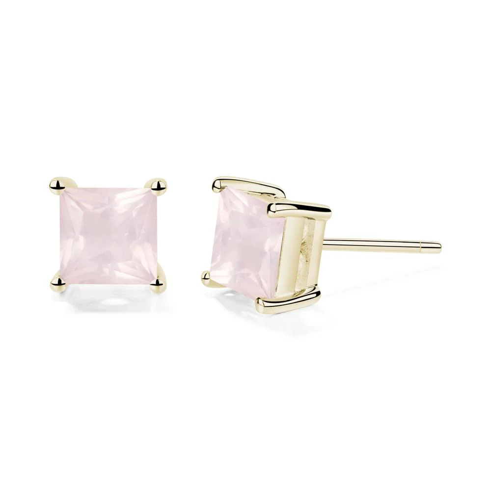 Princess Cut Rose Quartz Earrings - Image 4