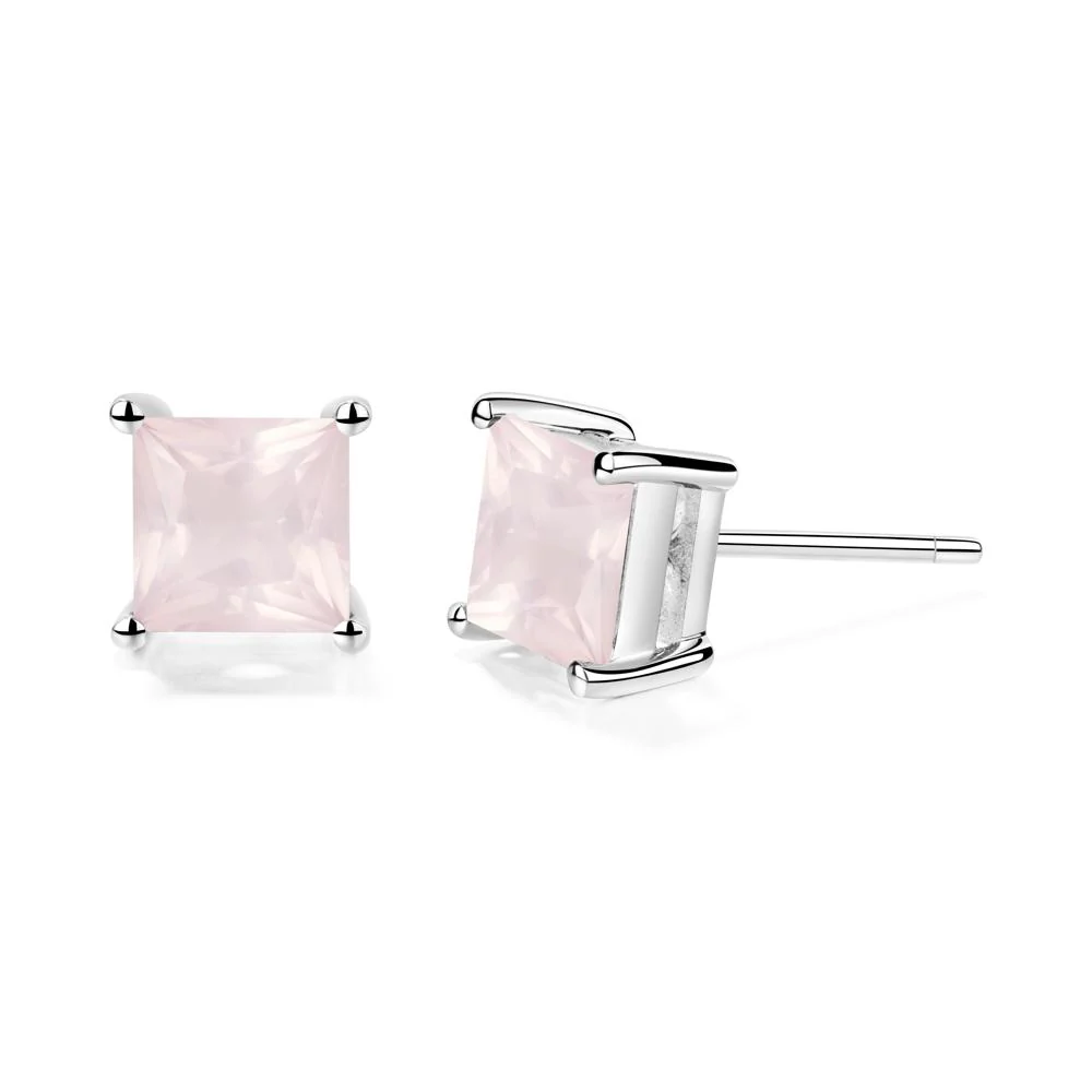 Princess Cut Rose Quartz Earrings - Image 9