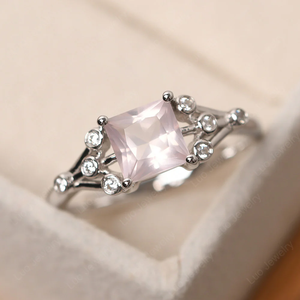 Princess Cut Rose Quartz Constellation Ring